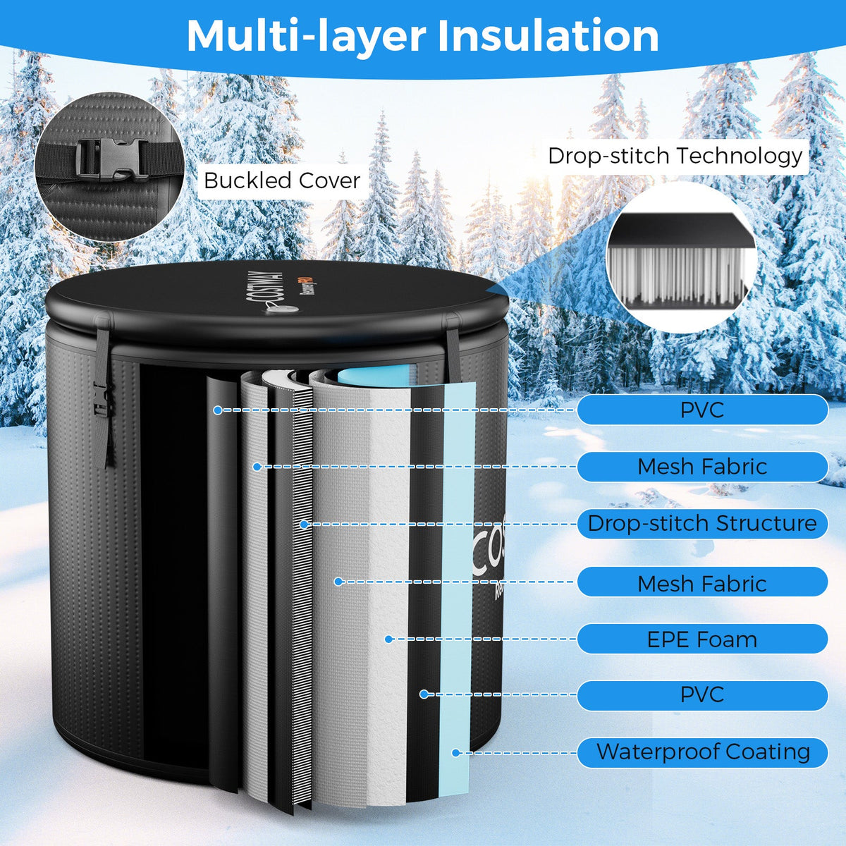 Costway 79-Gallon Portable Cold Plunge Tub with Cover