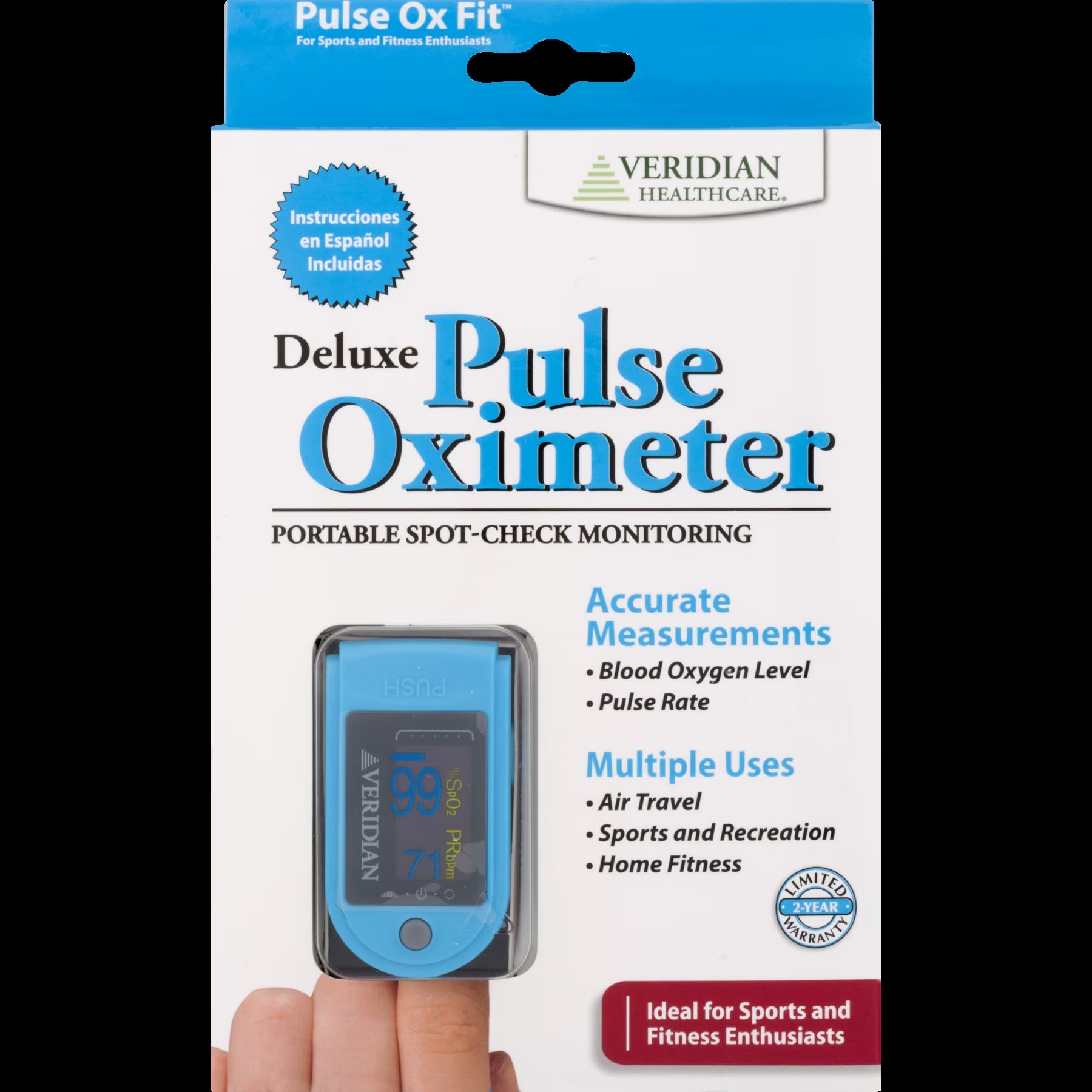 Pulse oximeter measuring blood oxygen saturation and pulse rate