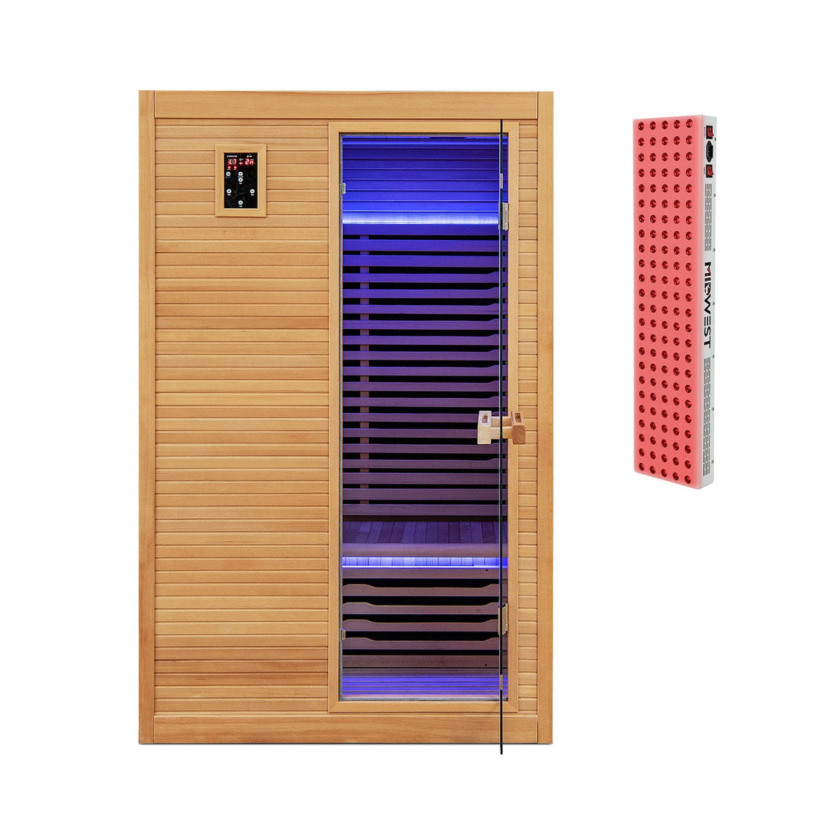 DirectDeals 2-Person Far Infrared Wooden Sauna with Red Light Therapy
