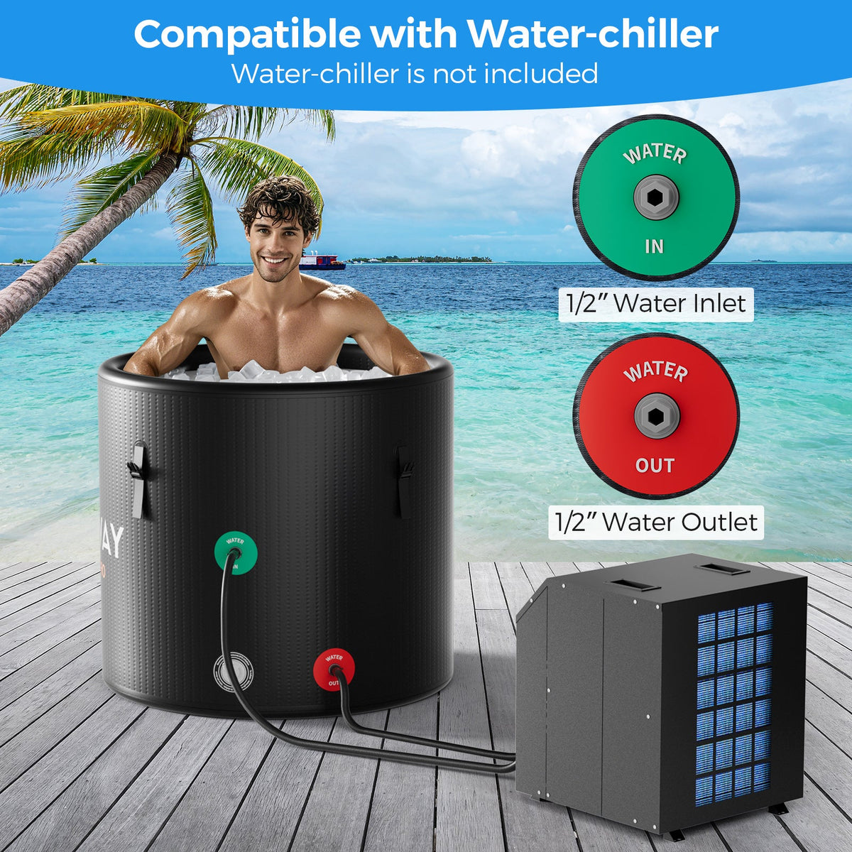 Costway 79-Gallon Portable Cold Plunge Tub with Cover