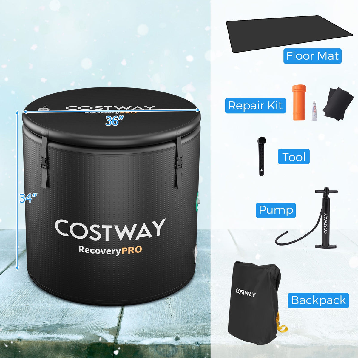 Costway 79-Gallon Portable Cold Plunge Tub with Cover