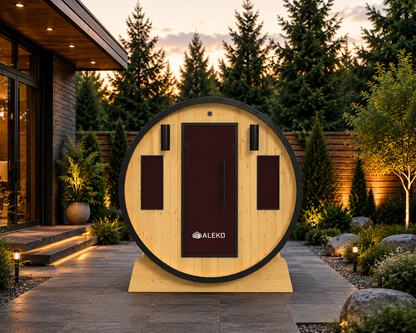 ALEKO 3-Person Outdoor Barrel Sauna – Finland Pine Wet/Dry Sauna with Harvia Heater