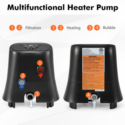 DoCred 1350W Inflatable Hot Tub Heater Pump with Touch Control