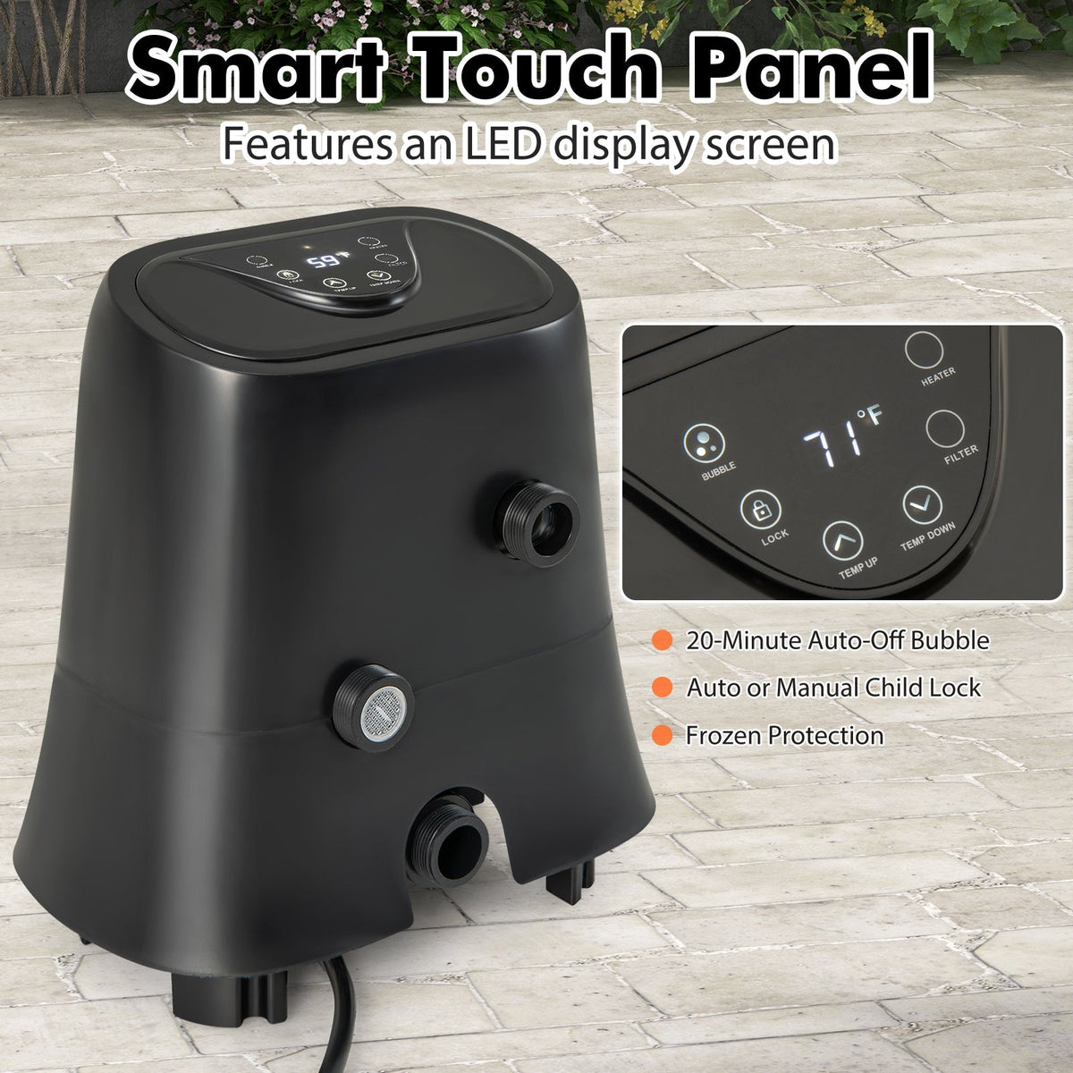 DoCred 1350W Inflatable Hot Tub Heater Pump with Touch Control
