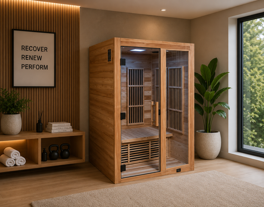 Rylan 2-Person Indoor Cedar Infrared Sauna with Red Light Therapy & Chromotherapy